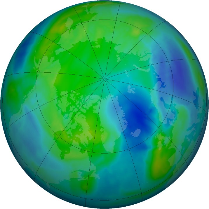 Arctic ozone map for 31 October 2008